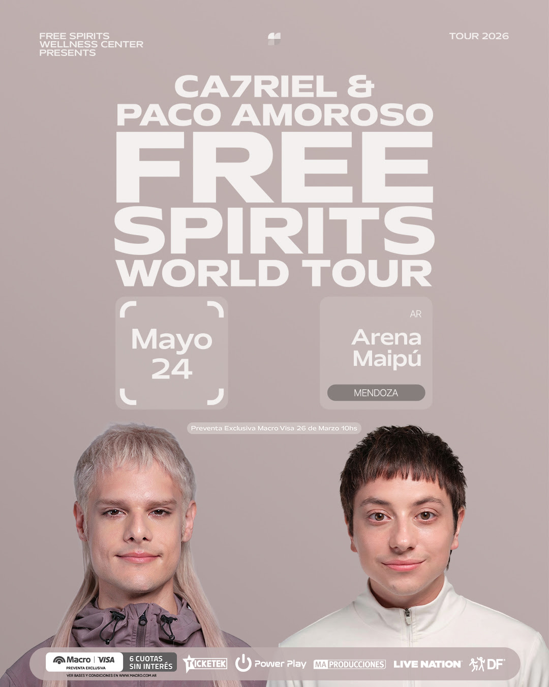 CA7RIEL Y PACO AMOROSO FREE SPIRITS WORLD TOUR